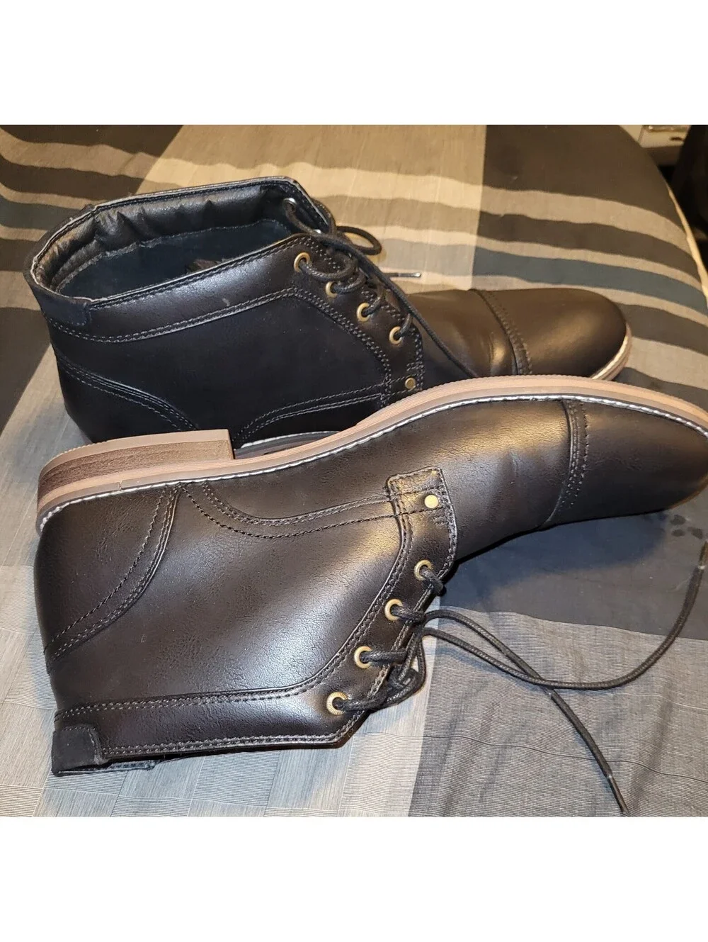 H&M Men's Black Cap Toe Chukka Boots Lace Up Ankle Boots Size 12 EU 46